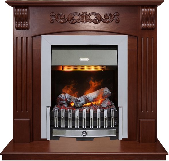 Каминокомплект Sorrento угловой - Орех с очагом Danville Chrome FB2