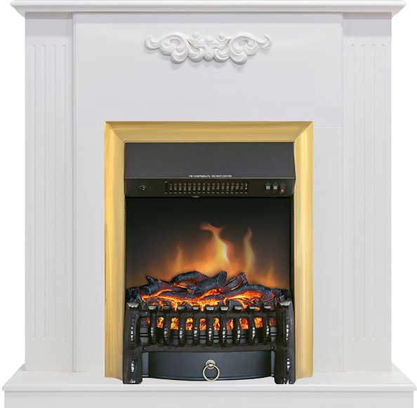 Каминокомплект Lumsden - Белый дуб с очагом Fobos FX Brass Каминокомплект Lumsden - Белый дуб с очагом Fobos FX Brass