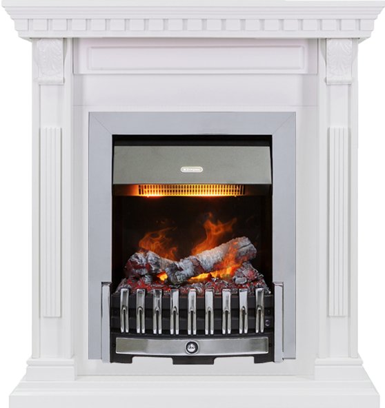 Каминокомплект Orlean - Белый дуб с очагом Danville Chrome FB2