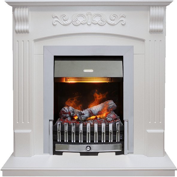 Каминокомплект Sorrento - Белый дуб с очагом Danville Chrome FB2