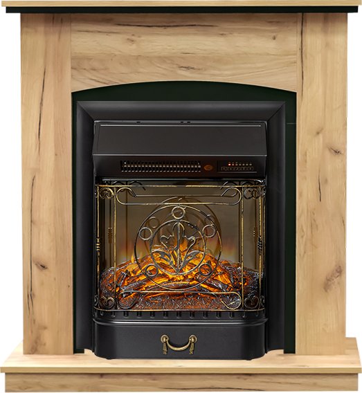 Каминокомплект Barcelona (разборный) - Дуб золотой с очагом Majestic FX M Black RC