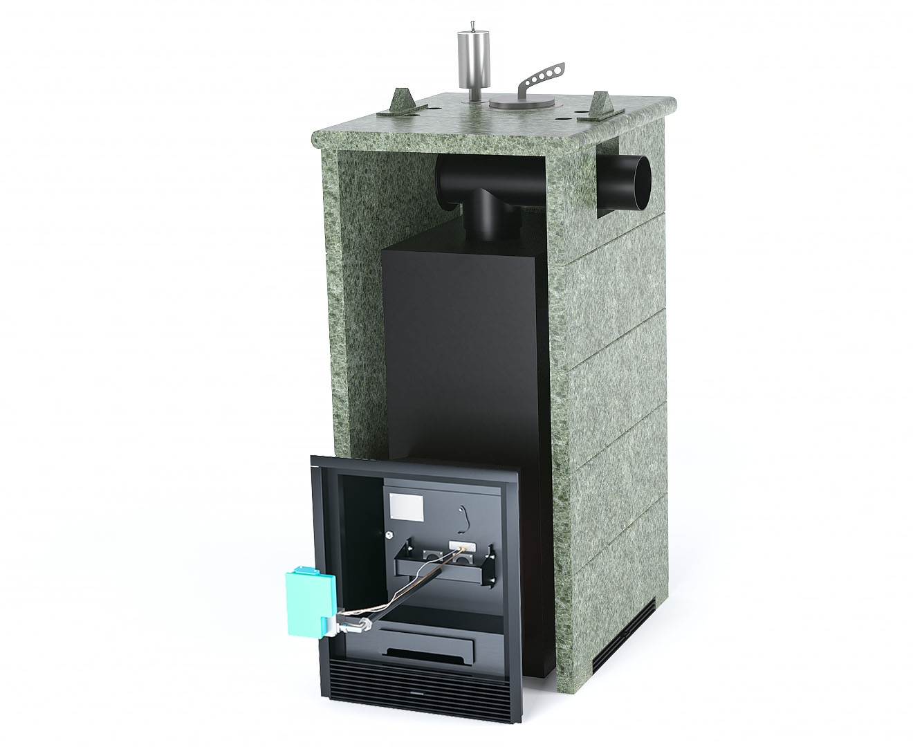 Печь Сочи в трехстороннем кожухе с закрытым верхом с боковым подключением