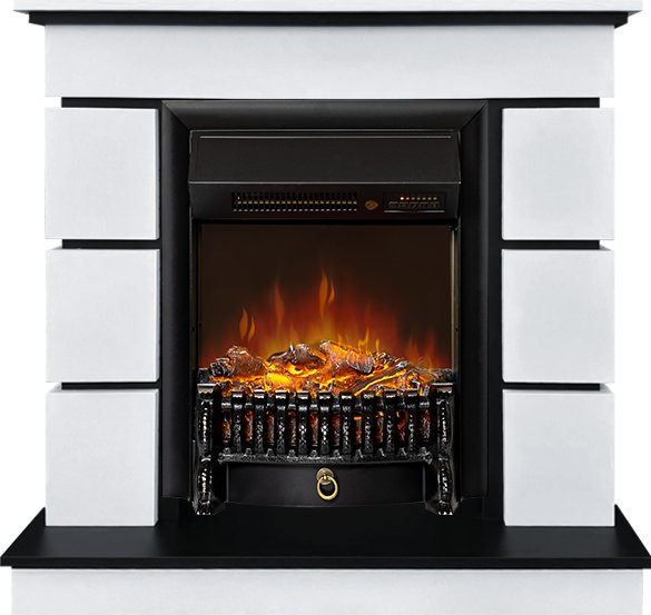 Каминокомплект Modern (Разборный) - Белый с черным с очагом Fobos FX M Black RC