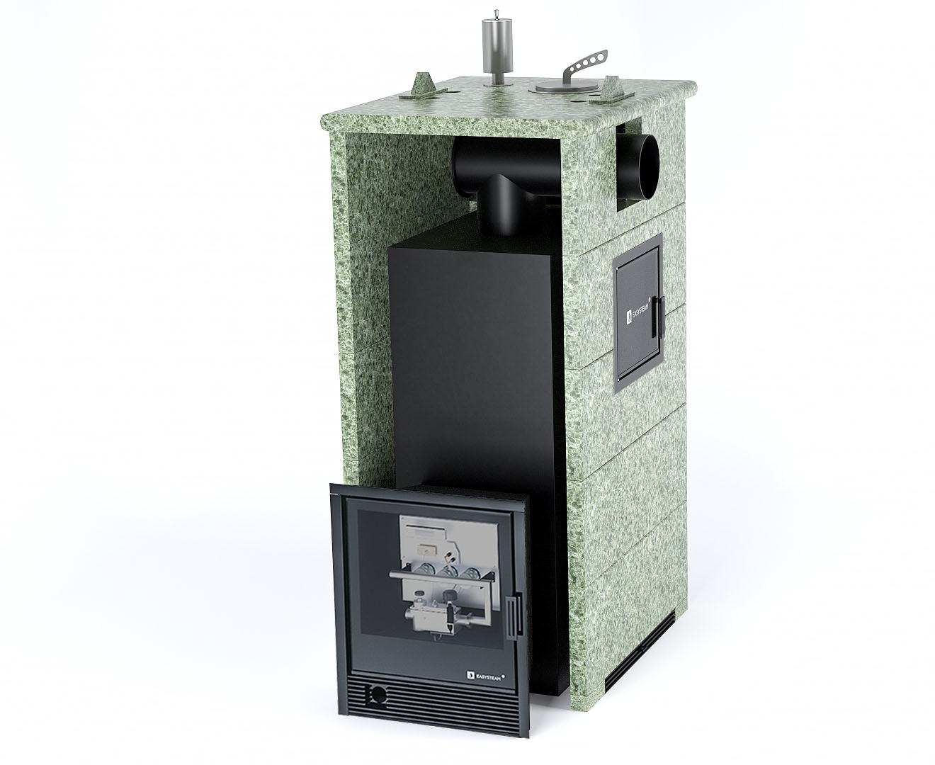 Печь Геленджик М2 в трехстороннем кожухе с закрытым верхом с боковым подключением