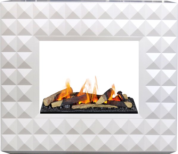 Каминокомплект Diamond - Бьянко белый с очагом Cassette 600 LNH-INT (с дровами)