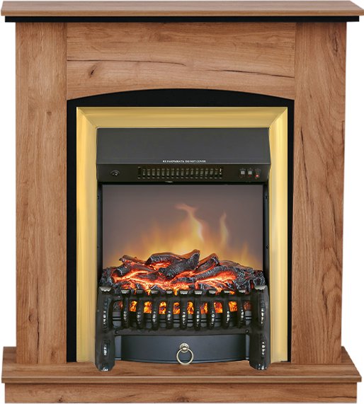 Каминокомплект Barcelona (разборный) - Дуб табачный с очагом Fobos FX M Brass