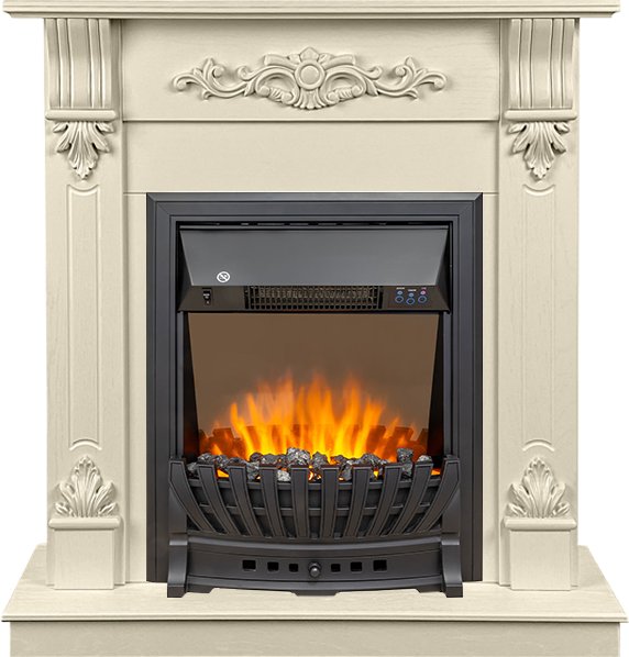 Каминокомплект Palermo SFT (Разборный) - Слоновая кость с очагом Aspen Black