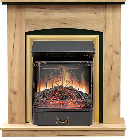 Каминокомплект Barcelona (разборный) - Дуб золотой с очагом Majestic FX Brass