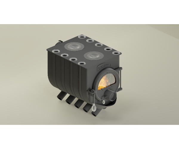 На фото изображено: Печь Бренеран с варочной плитой АОТ-06 тип 00 плита 2 конфорки до 120м3 со стеклом