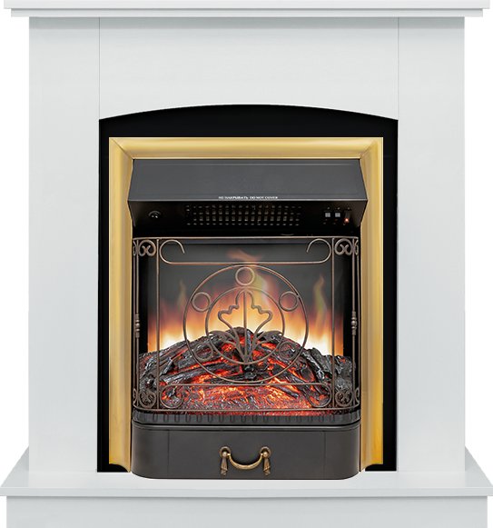 Каминокомплект Barcelona SFT (Разборный) - Белый с очагом Majestic FX Brass