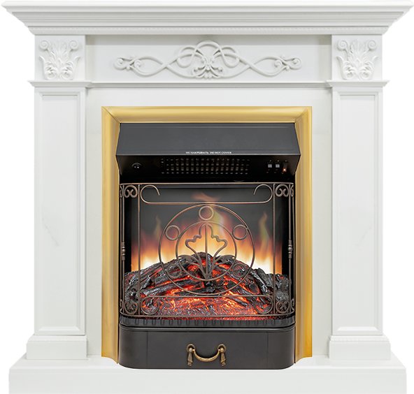 Каминокомплект Verona - Белый дуб с очагом Majestic FX Brass