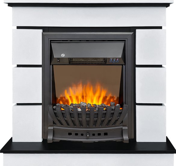 Каминокомплект Modern (Разборный) - Белый с черным с очагом Aspen Black