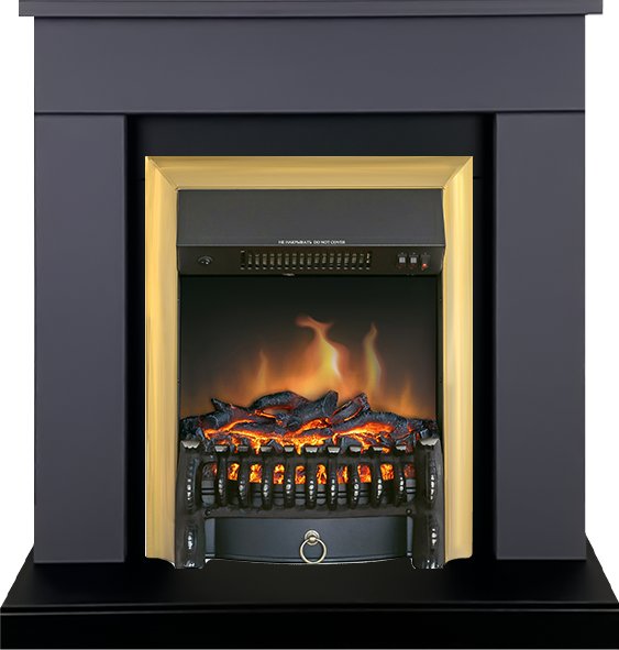 Каминокомплект Bergen (Разборный) - Серый графит (Ширина 900 мм) с очагом Fobos FX Brass