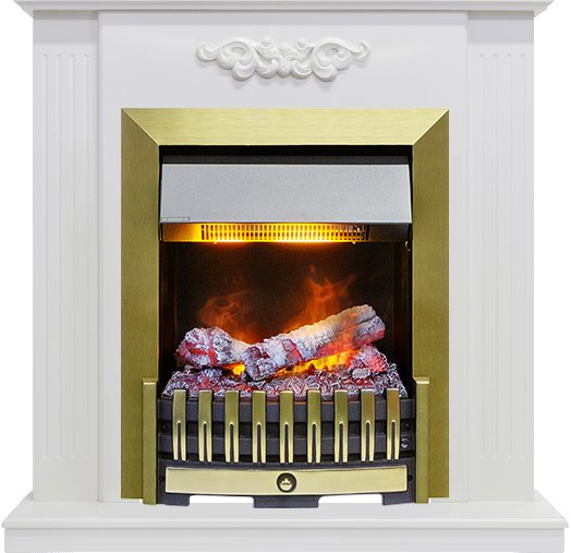 Каминокомплект Lumsden - Белый дуб с очагом Danville Antique Brass FB2