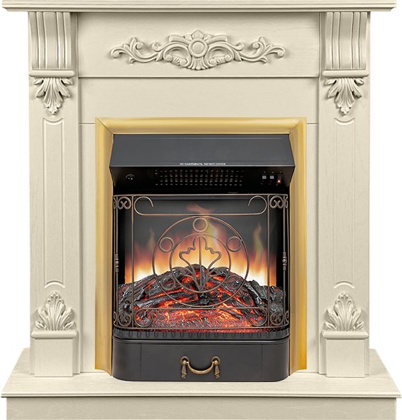 Каминокомплект Palermo SFT (Разборный) - Слоновая кость с очагом Majestic FX Brass