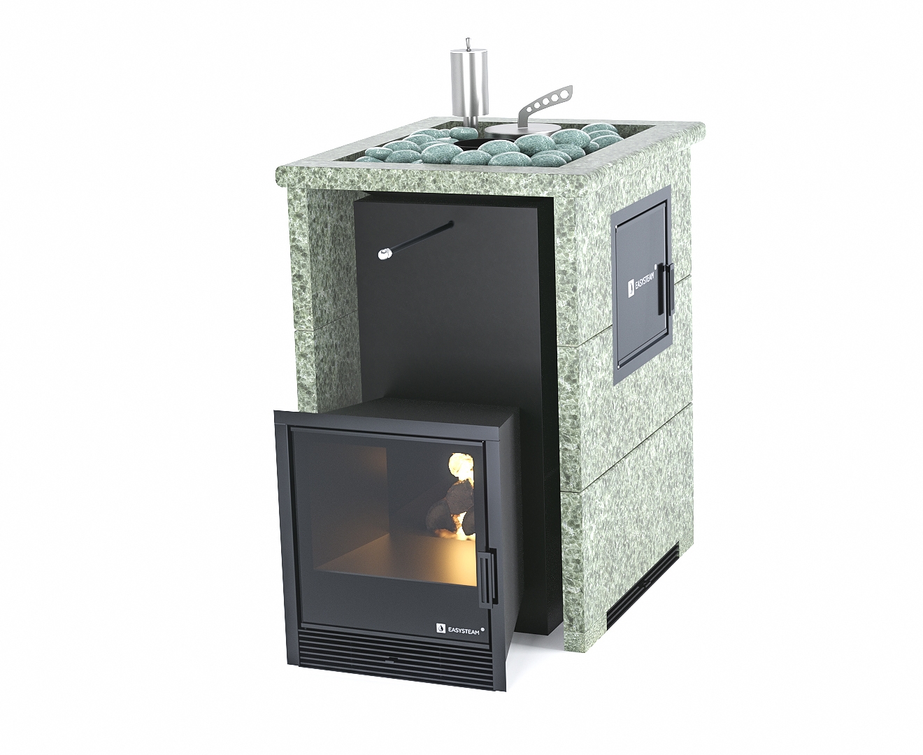 Печь Анапа М2 в трехстороннем кожухе с открытым верхом